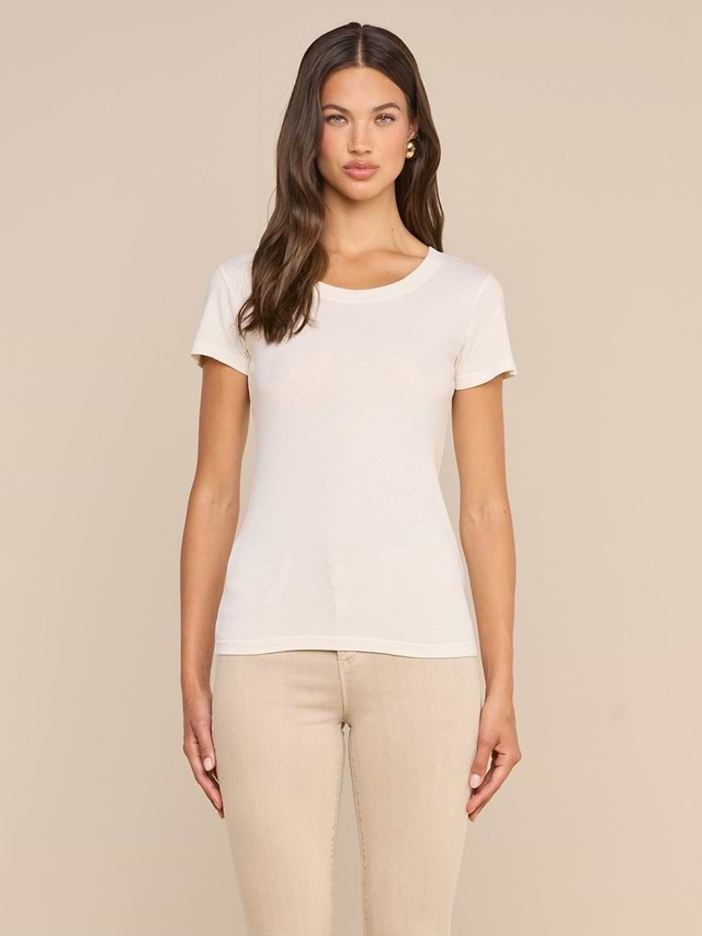 L'Agence Cory Vintage White Scoop Neck Tee size S